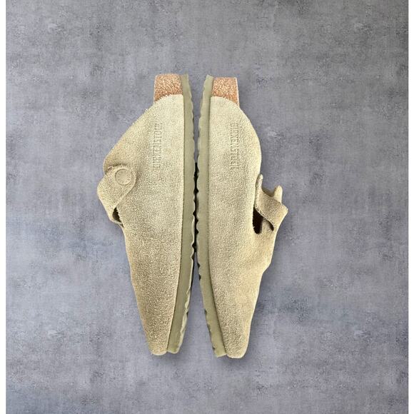 Birkenstock Boston Clog Suede Leather Faded Khaki Womens EU 39 US 8 - Picture 2 of 6